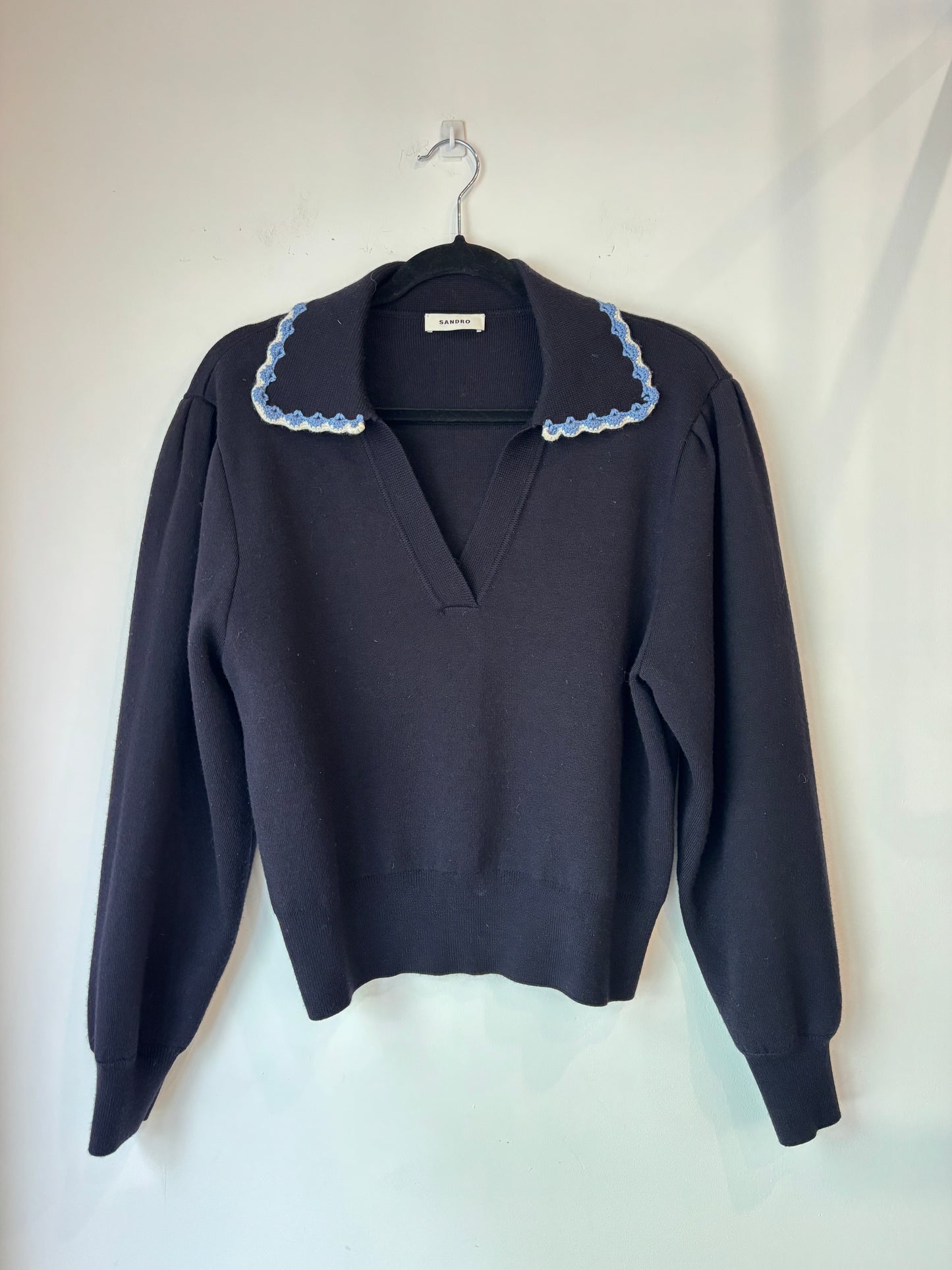Sandro Crochet Collar Knit ~ size 2 (au M)