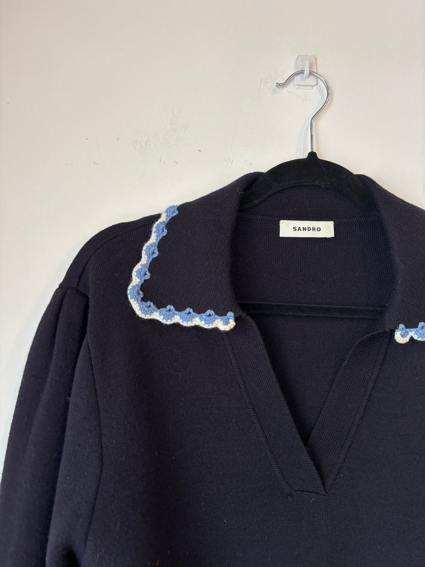 Sandro Crochet Collar Knit ~ size 2 (au M)