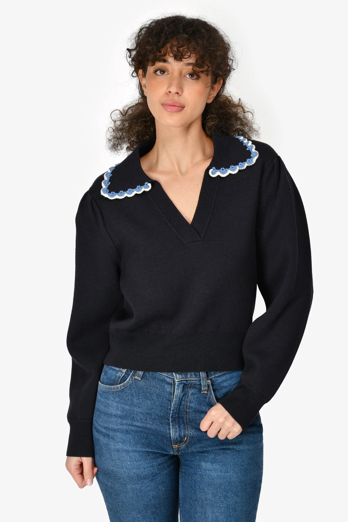 Sandro Crochet Collar Knit ~ size 2 (au M)