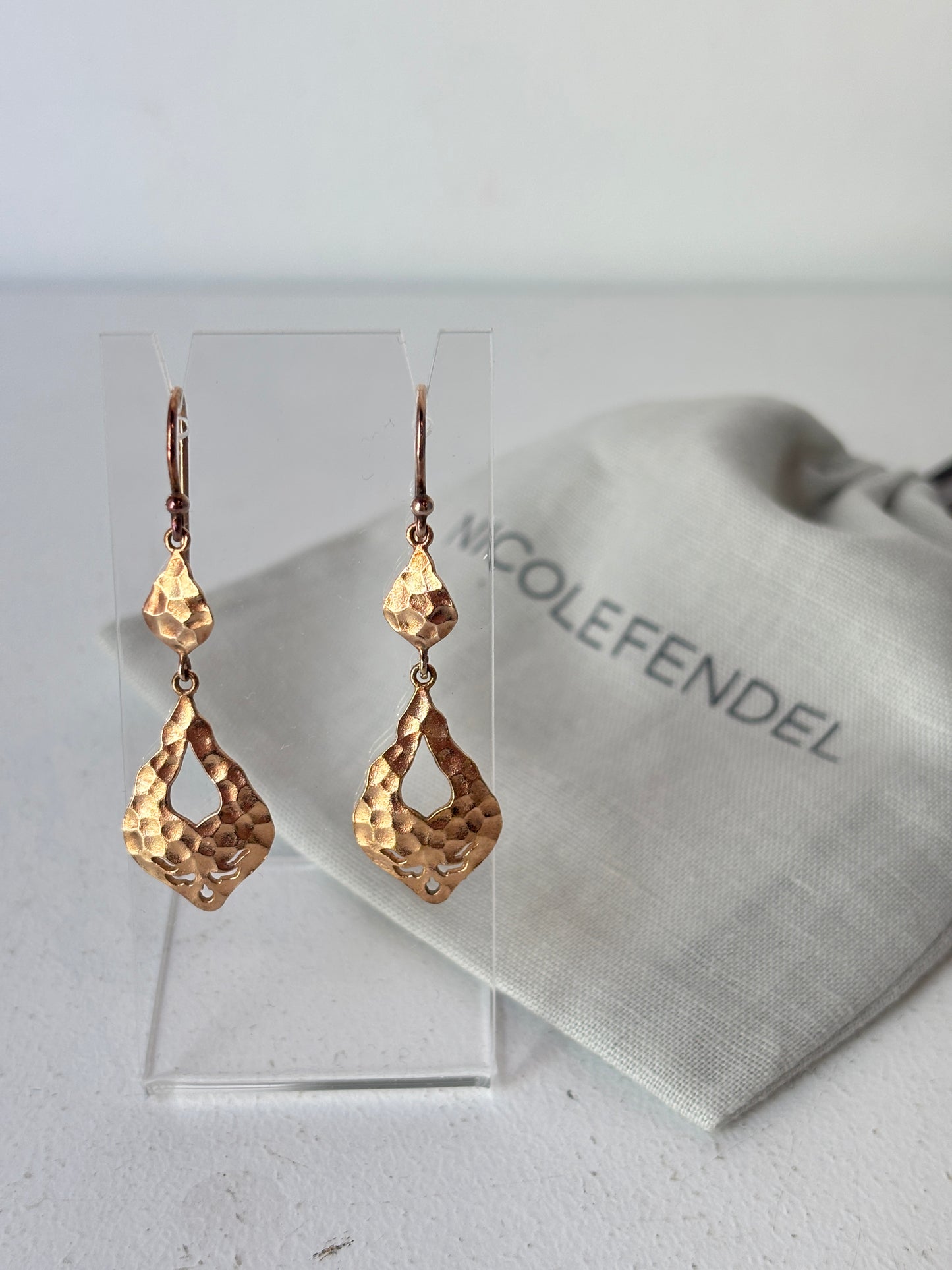 Nicole Fendel rose gold hammered earrings