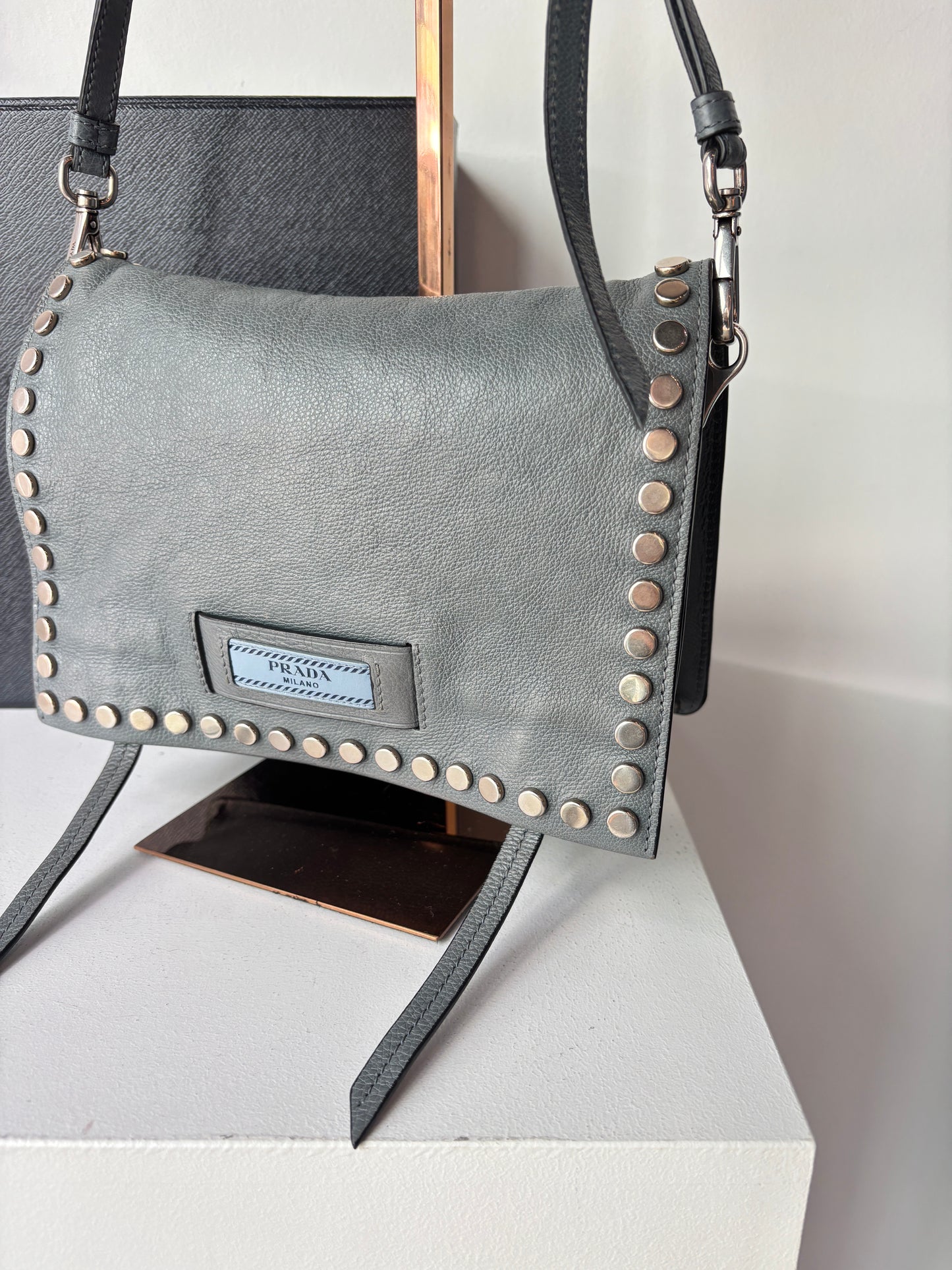 Prada 'Etiquette' smoke blue crossbody bag
