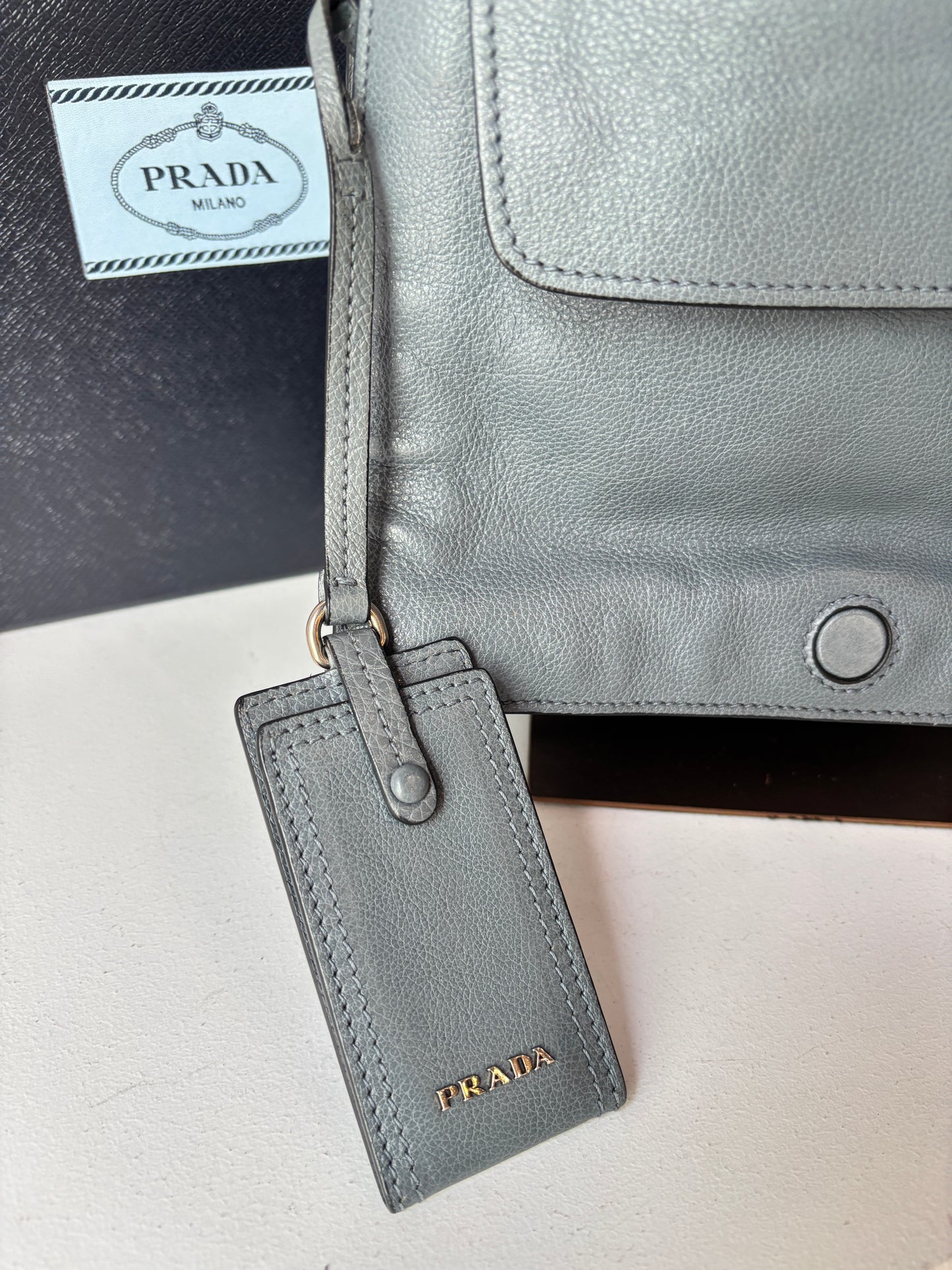 Prada 'Etiquette' smoke blue crossbody bag