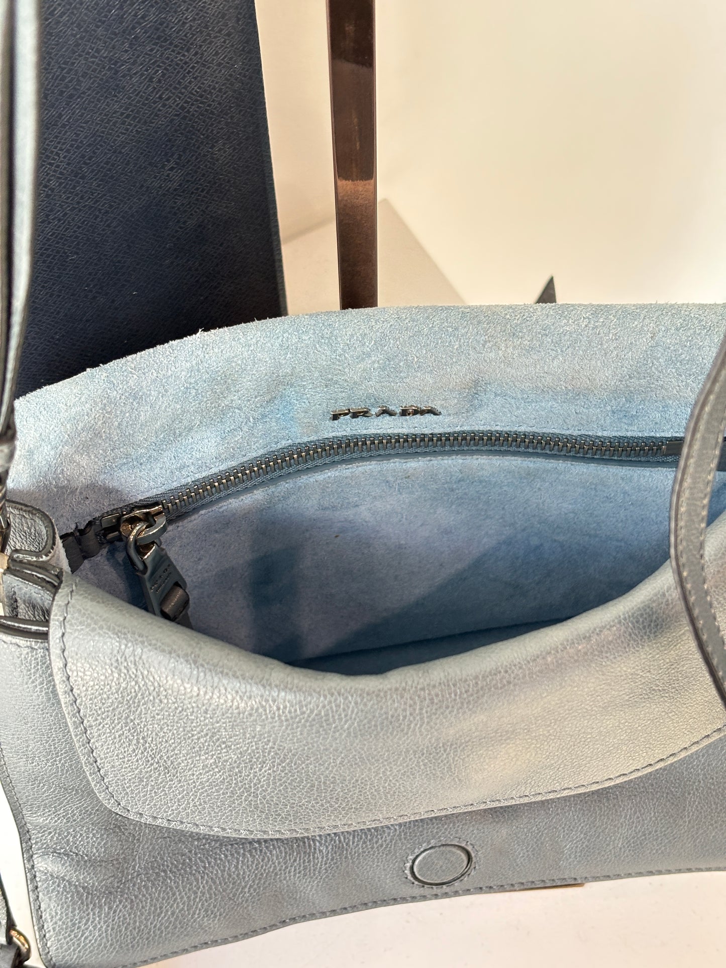 Prada 'Etiquette' smoke blue crossbody bag