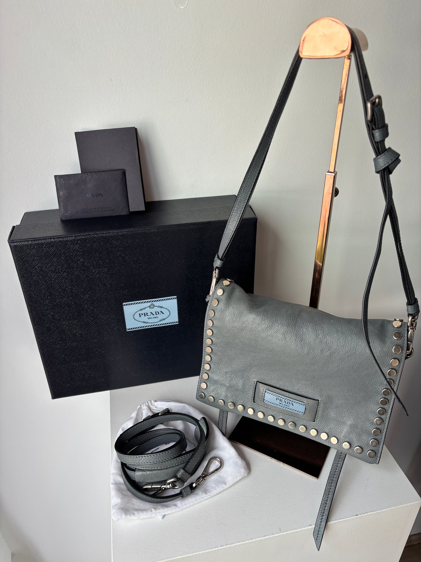 Prada 'Etiquette' smoke blue crossbody bag