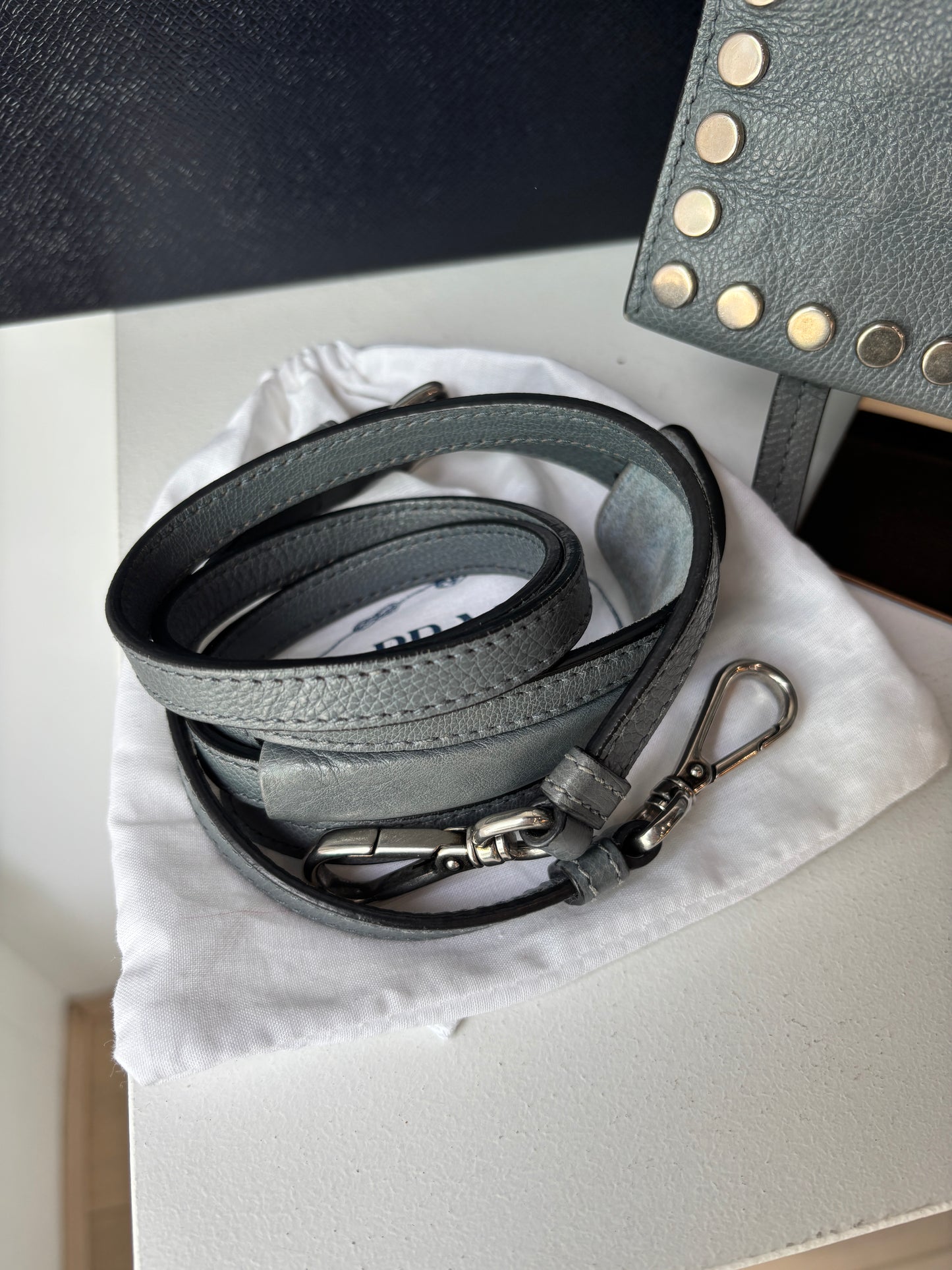 Prada 'Etiquette' smoke blue crossbody bag