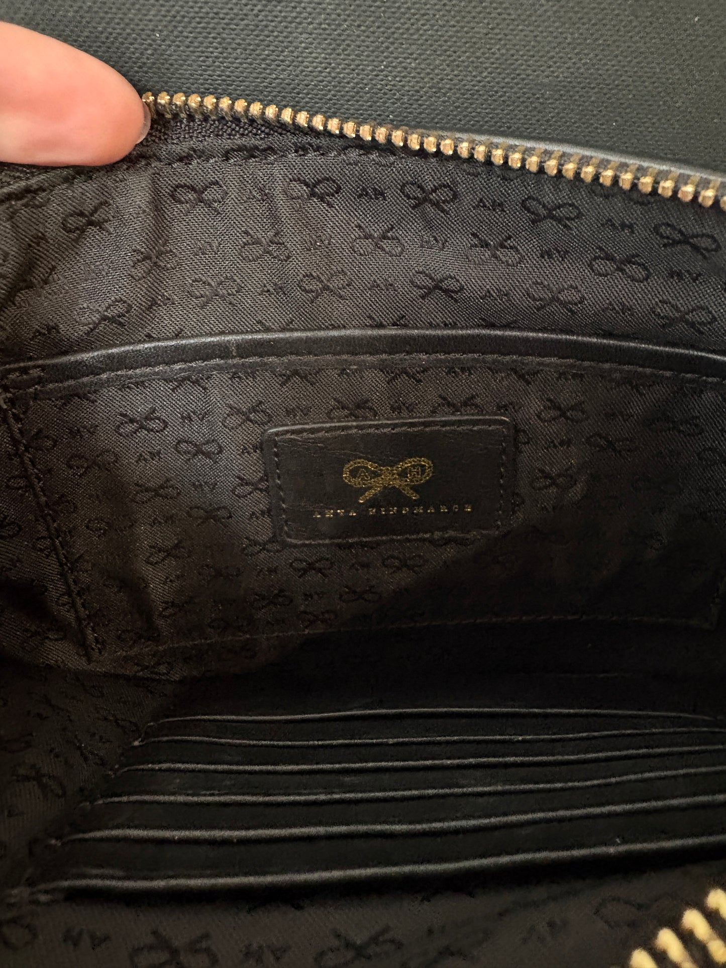 Anya Hindmarch black 'Neeson' woven pouch