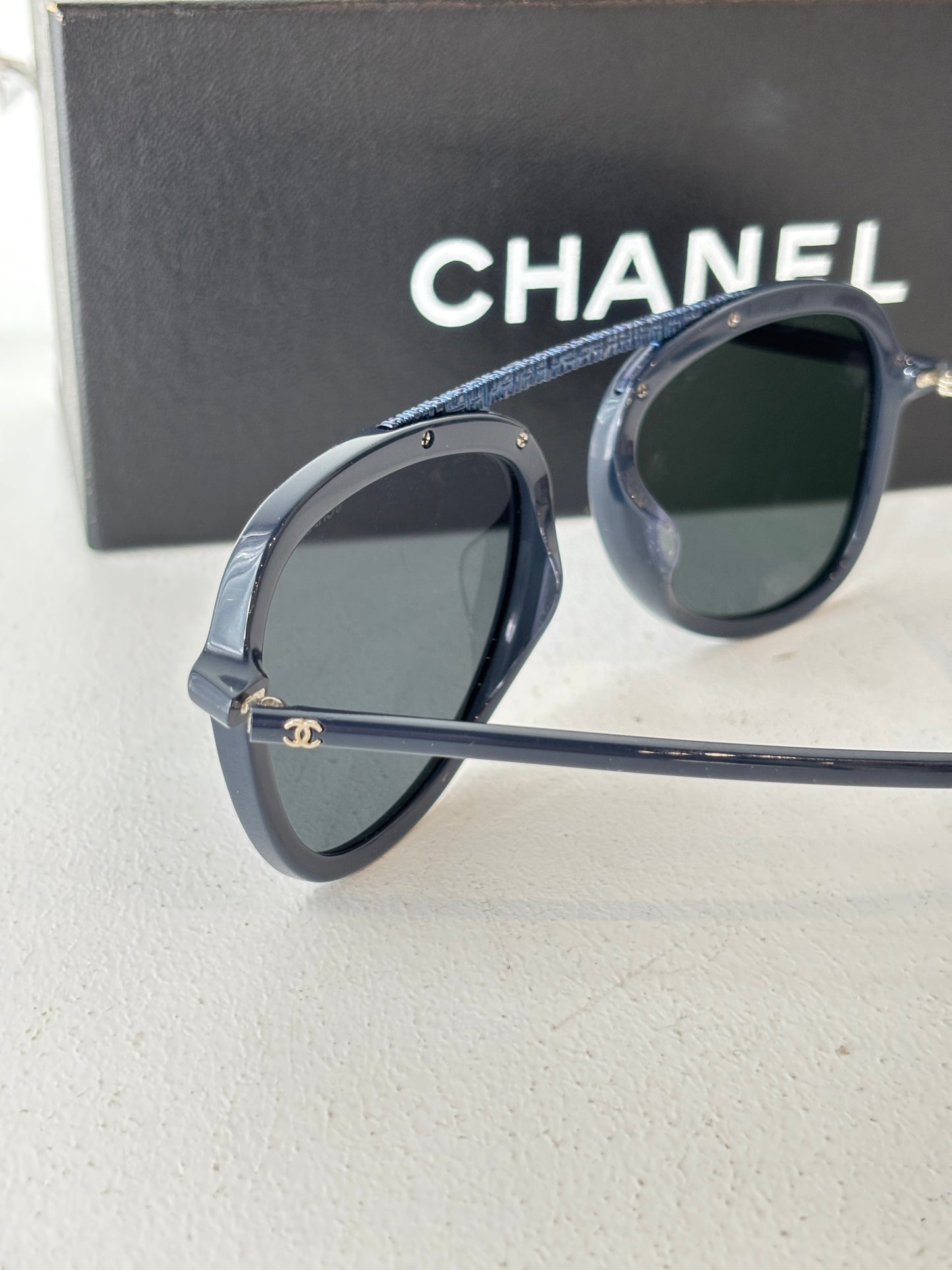 Chanel navy Aviator '5381A' sunglasses