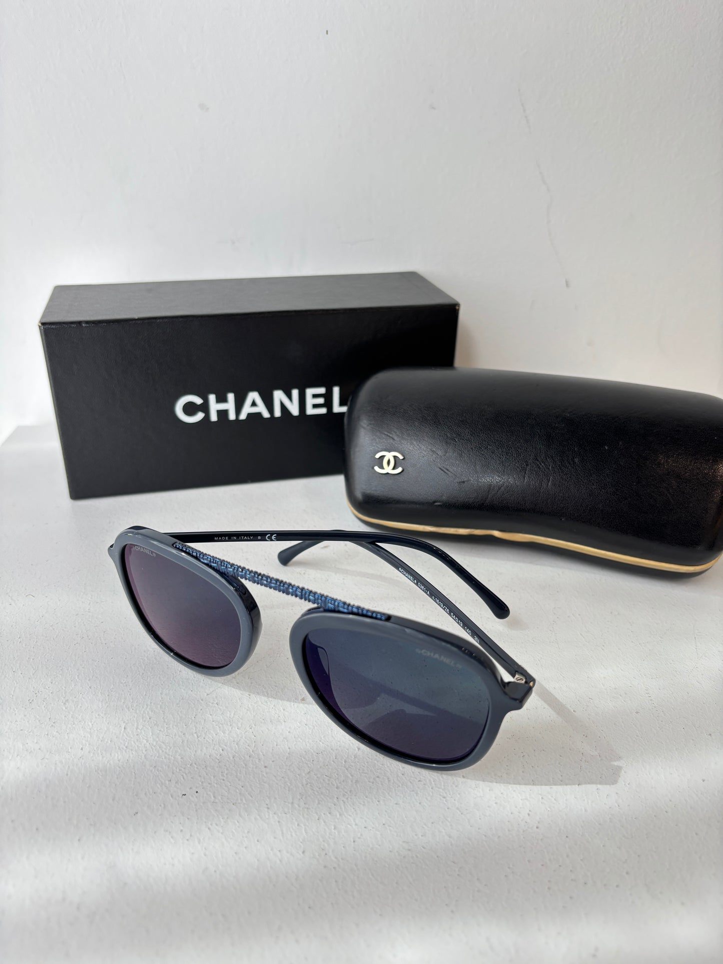 Chanel navy Aviator '5381A' sunglasses