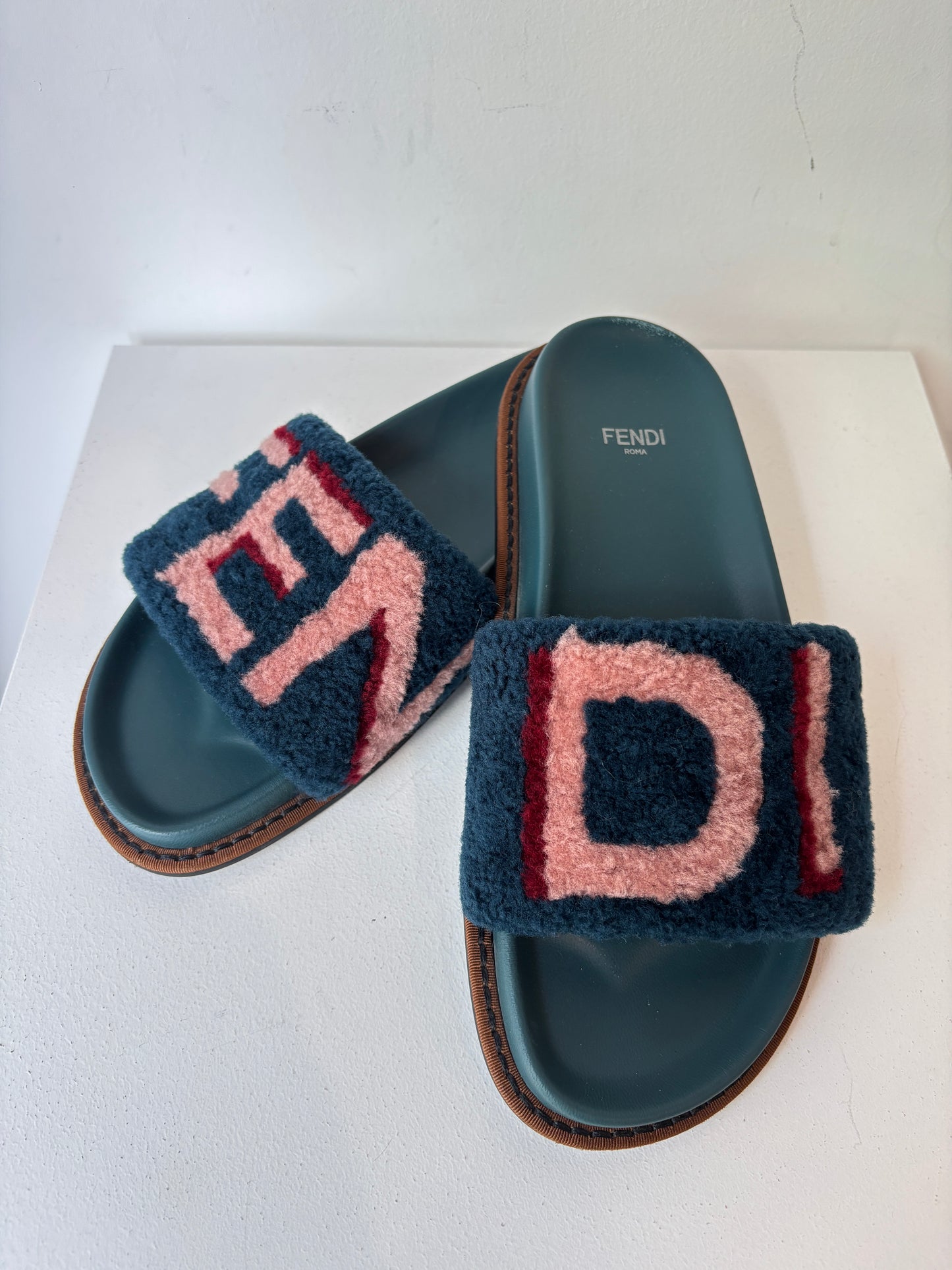 Fendi 'Shearling' Slides ~ size 37