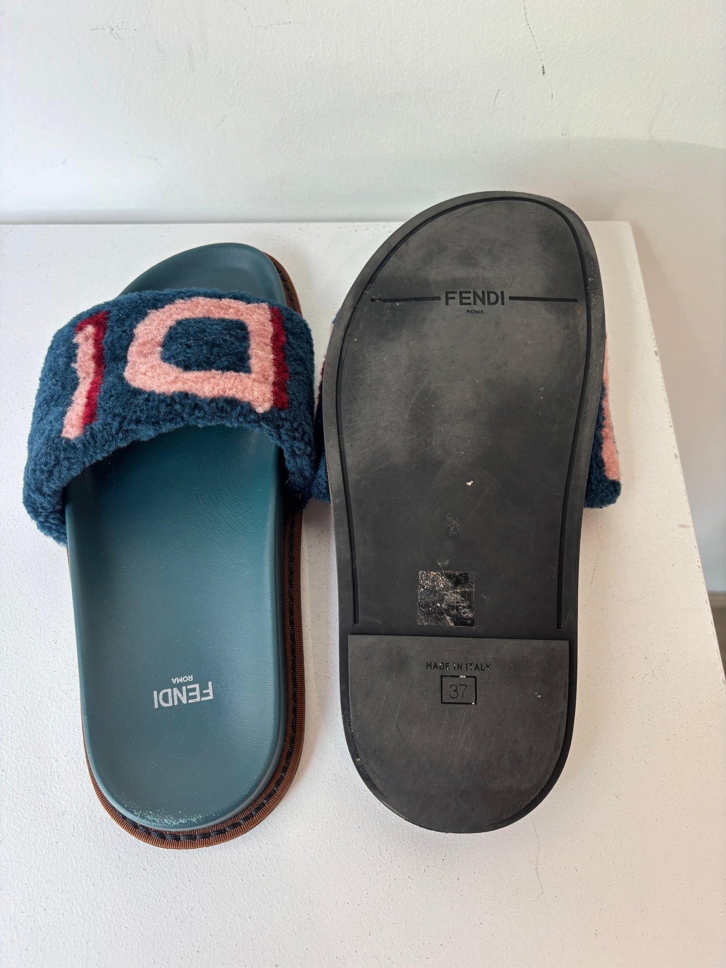 Fendi 'Shearling' Slides ~ size 37