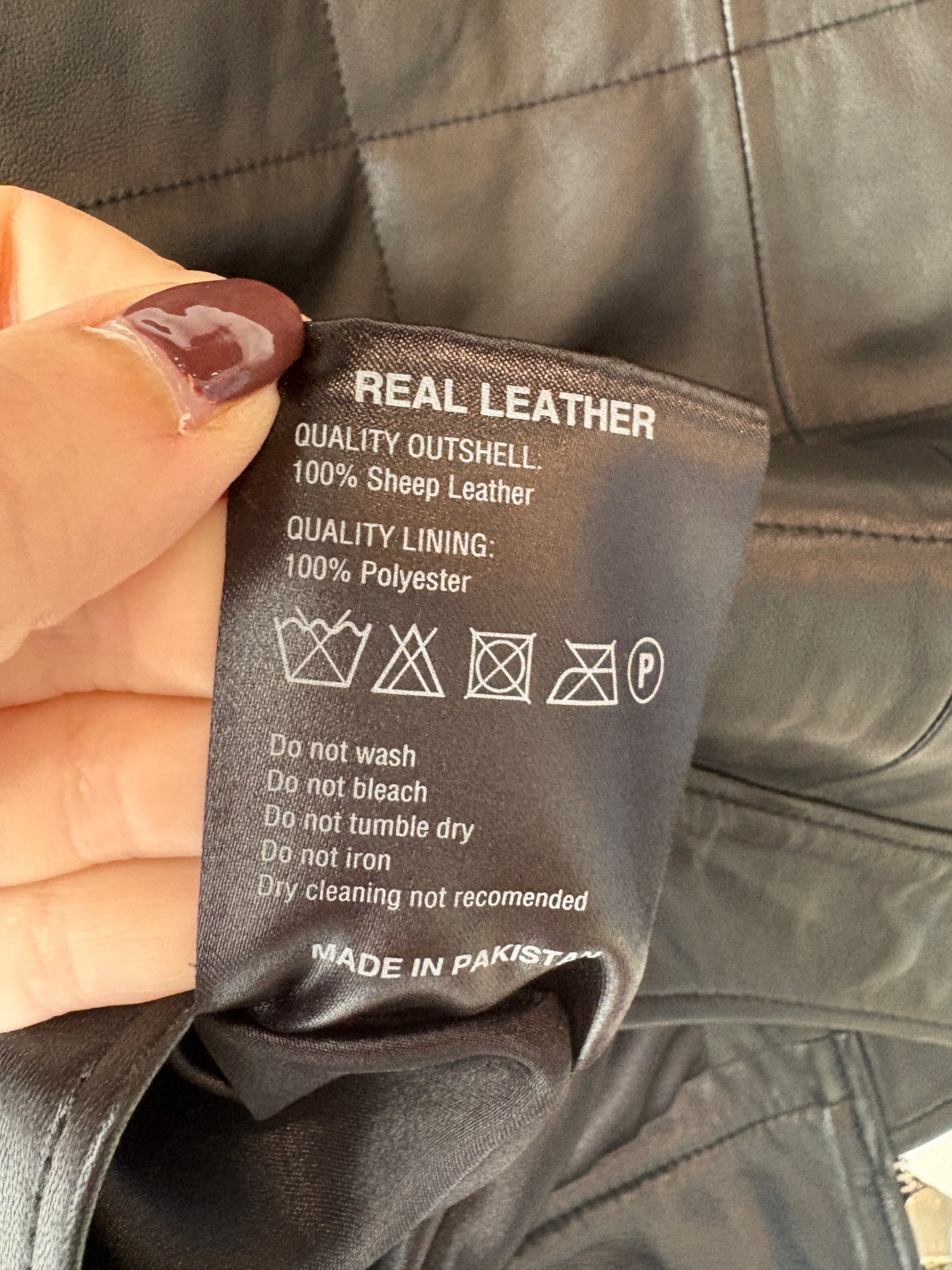 Raiine Grid Stitch Leather Jacket ~ size 36 (au 8)