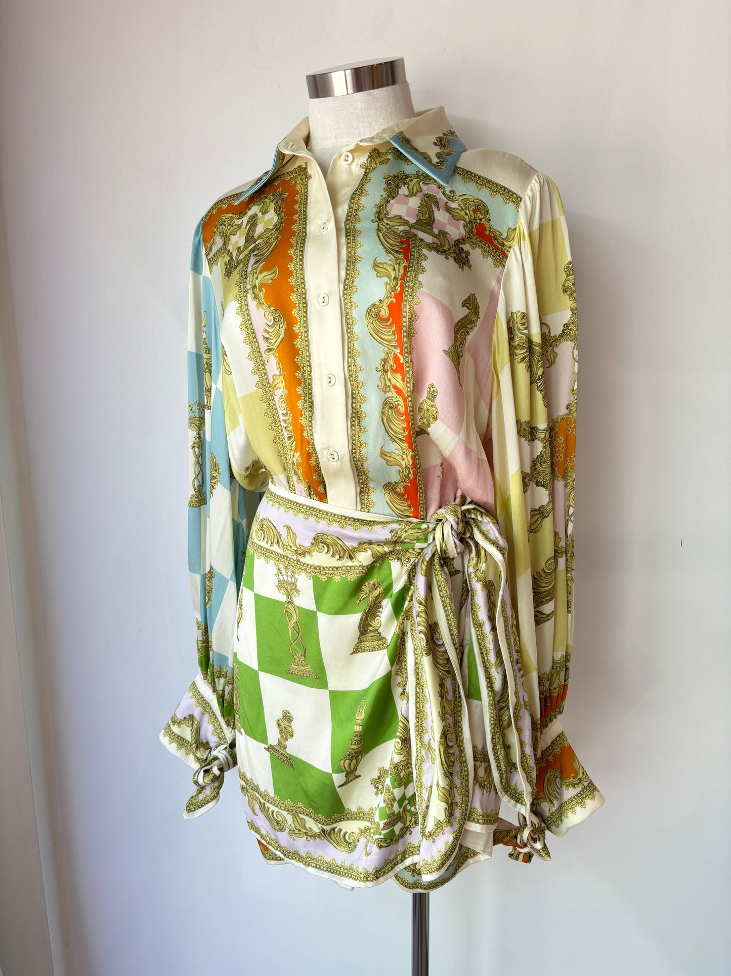 Alemais 'Checkmate' silk mini dress ~ size 12