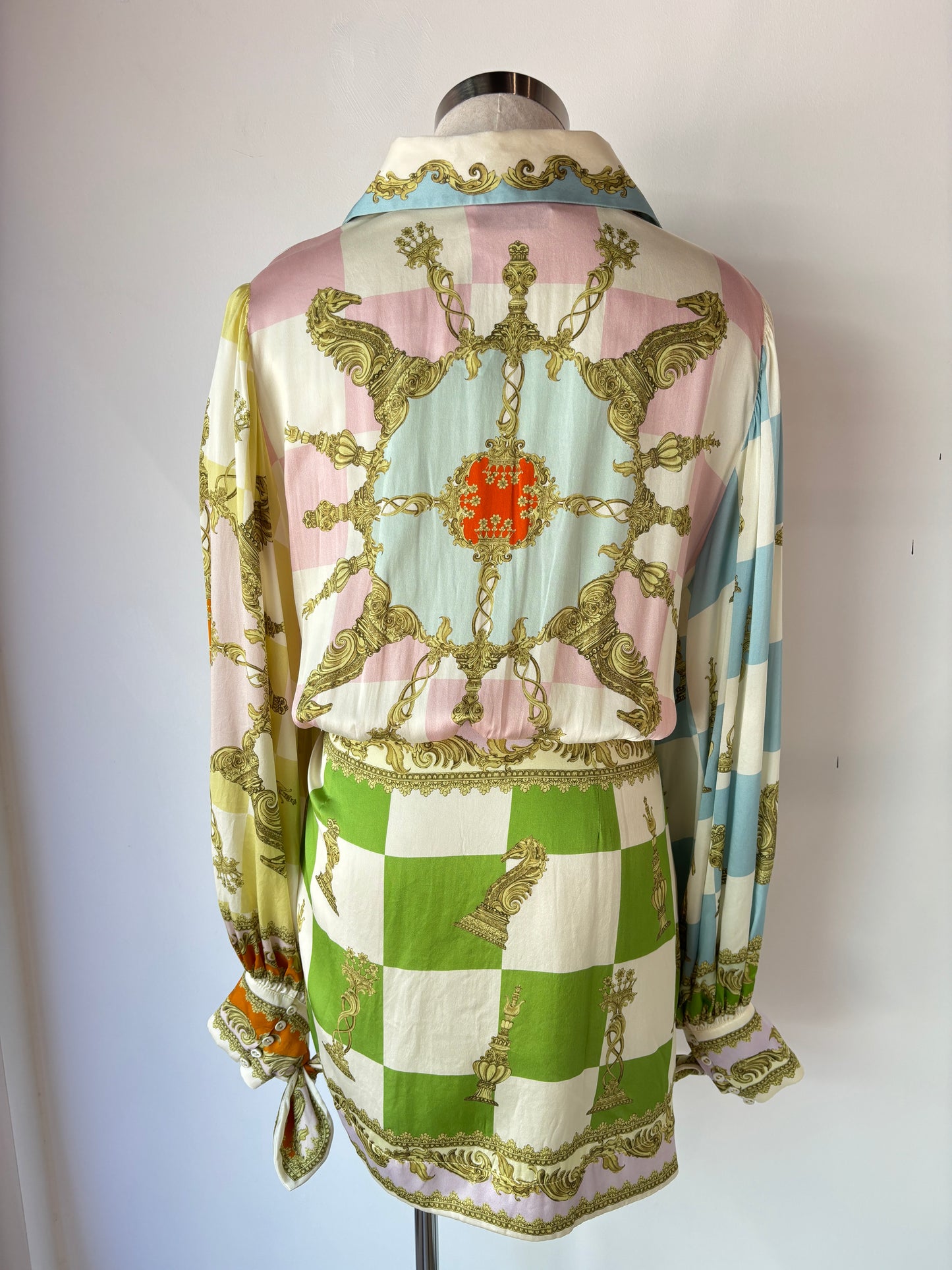 Alemais 'Checkmate' silk mini dress ~ size 12