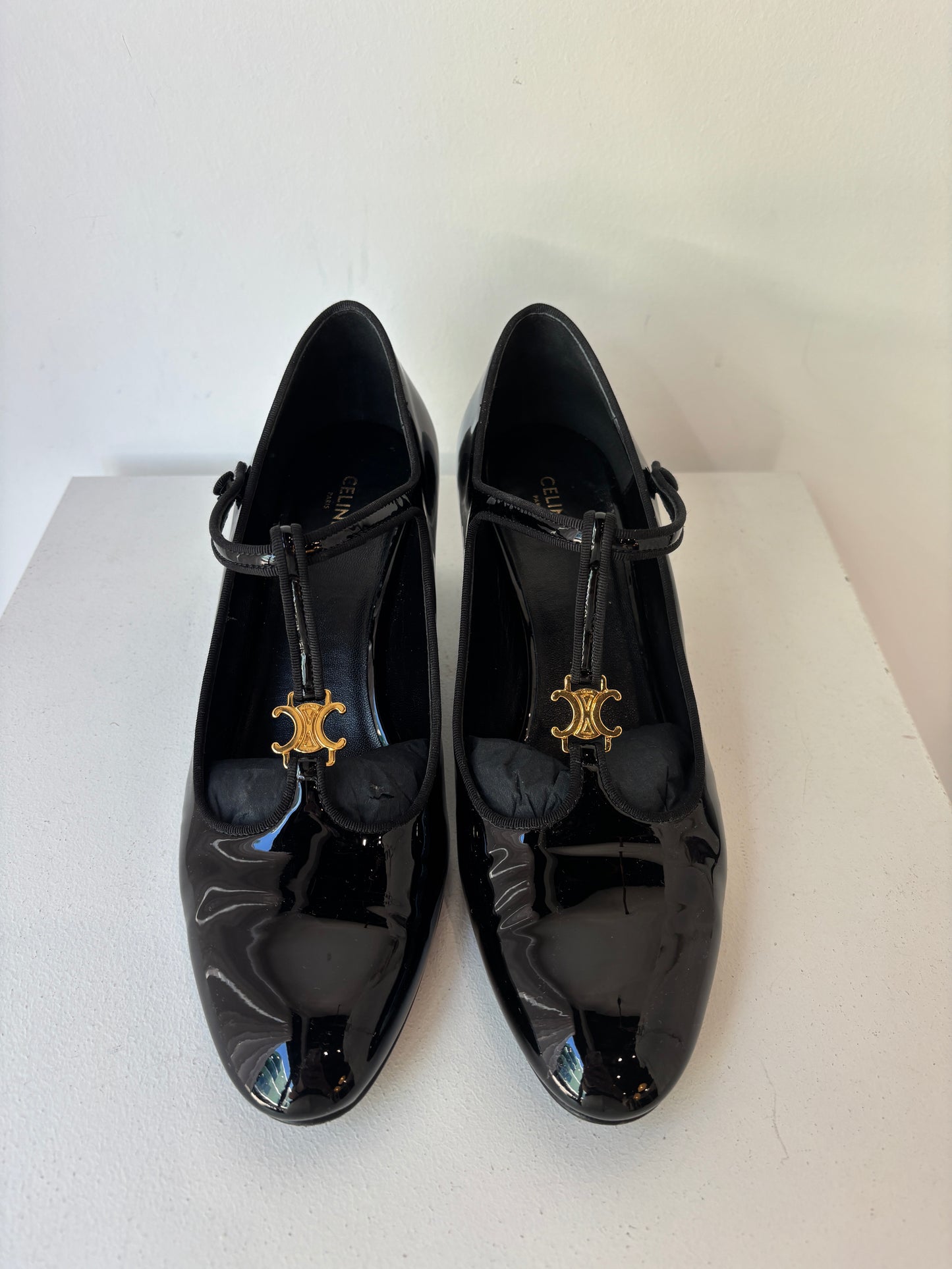 Celine patent T-Bar pumps ~ size 37.5