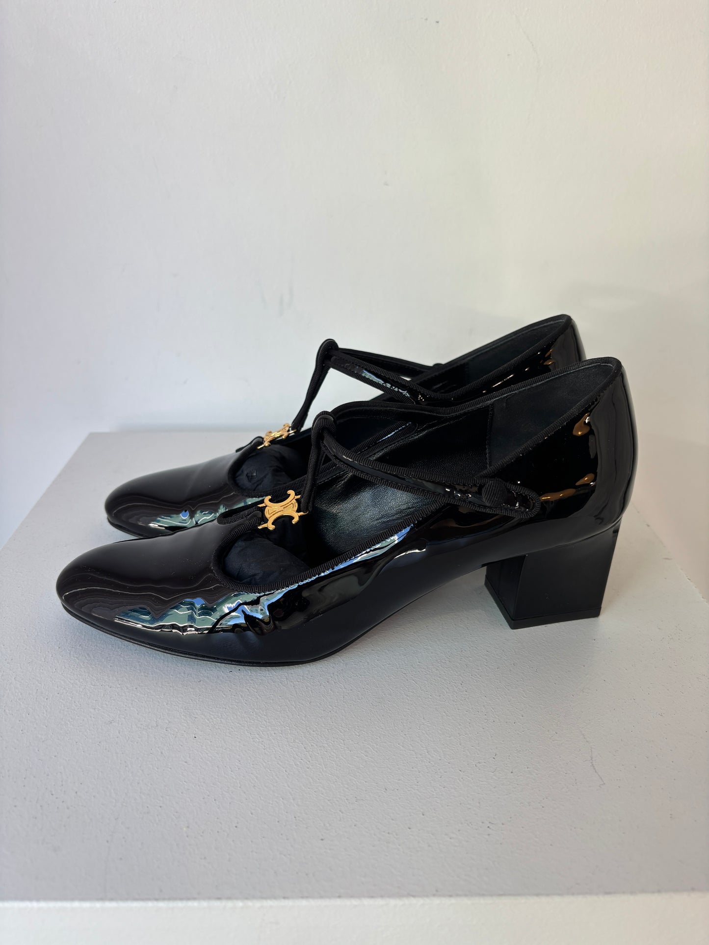 Celine patent T-Bar pumps ~ size 37.5