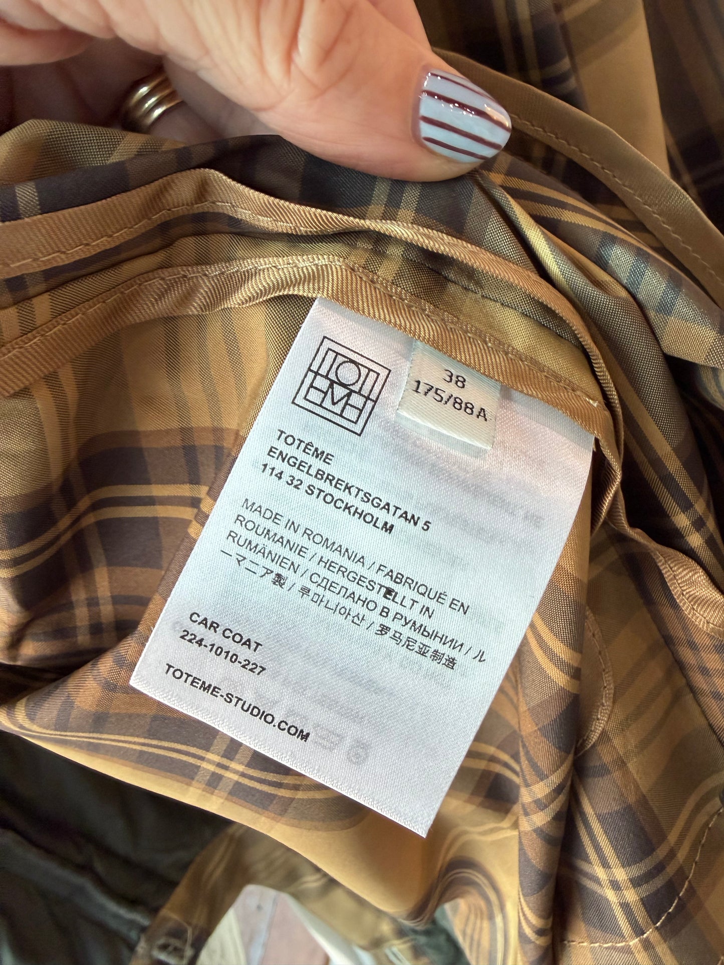 Toteme 'Car Coat' ~ size 38 (au 10)
