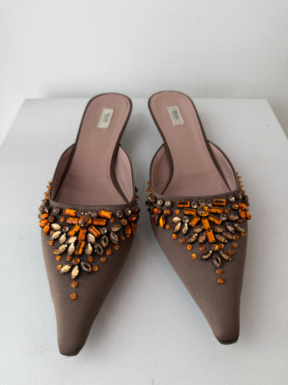 Prada Jewelled Pointed Mules ~ size 39.5