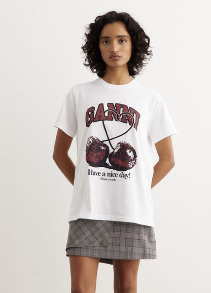 Ganni 'Cherry' Tshirt ~ size Large