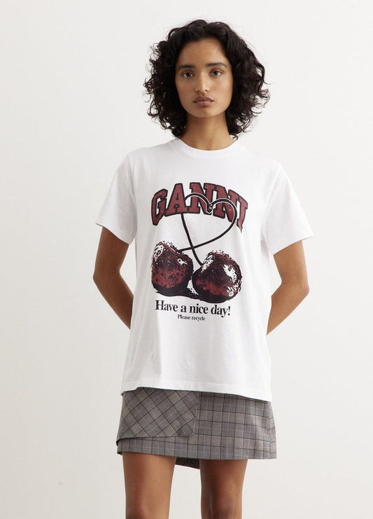 Ganni 'Cherry' Tshirt ~ size Large
