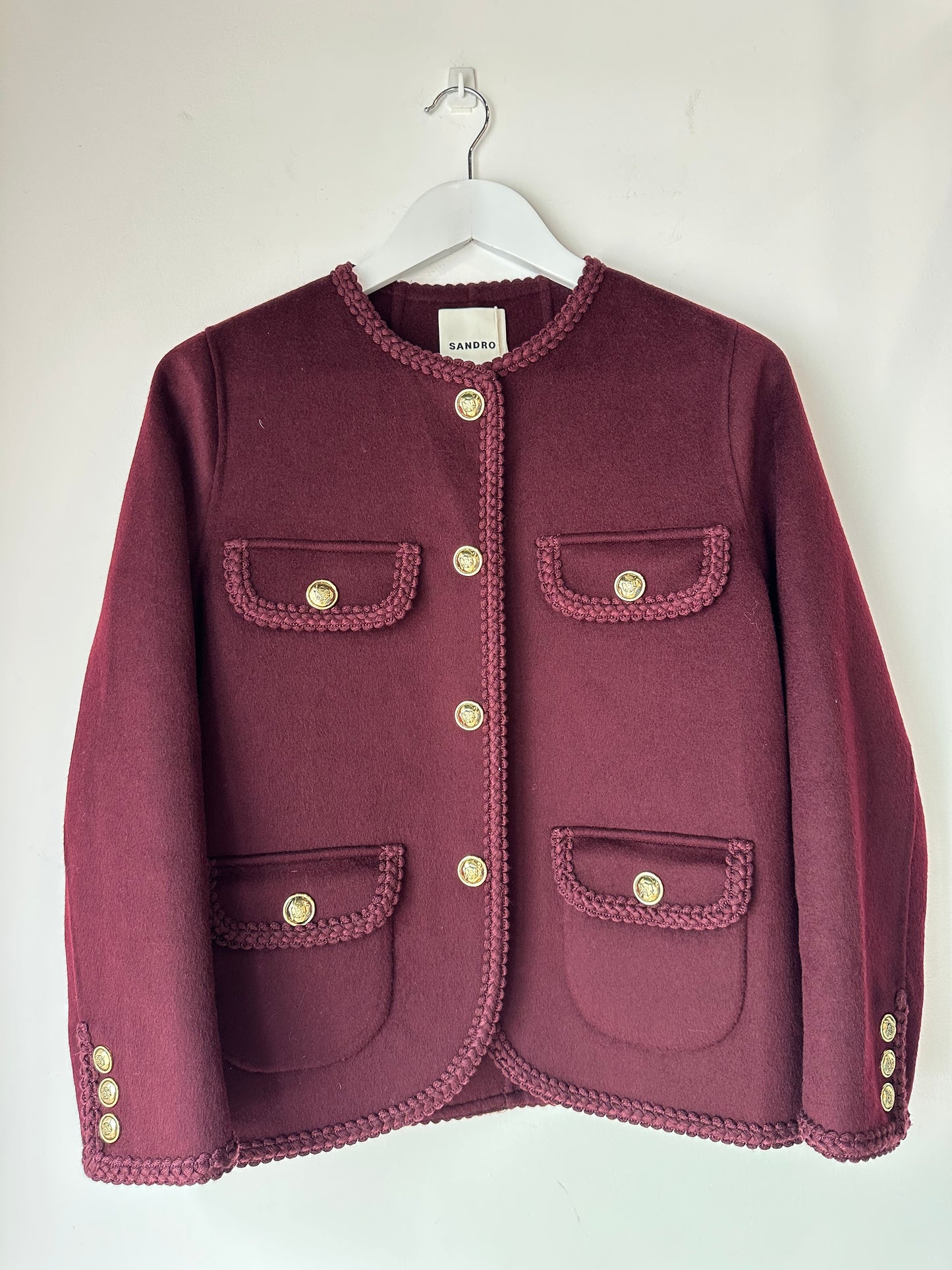 Sandro 'Jilliane' plum jacket ~ size FR36 (au 8)