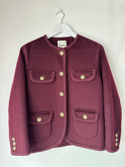 Sandro 'Jilliane' plum jacket ~ size FR36 (au 8)