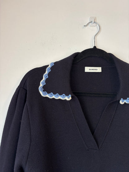 Sandro Crochet Collar Knit ~ size 2 (au M)