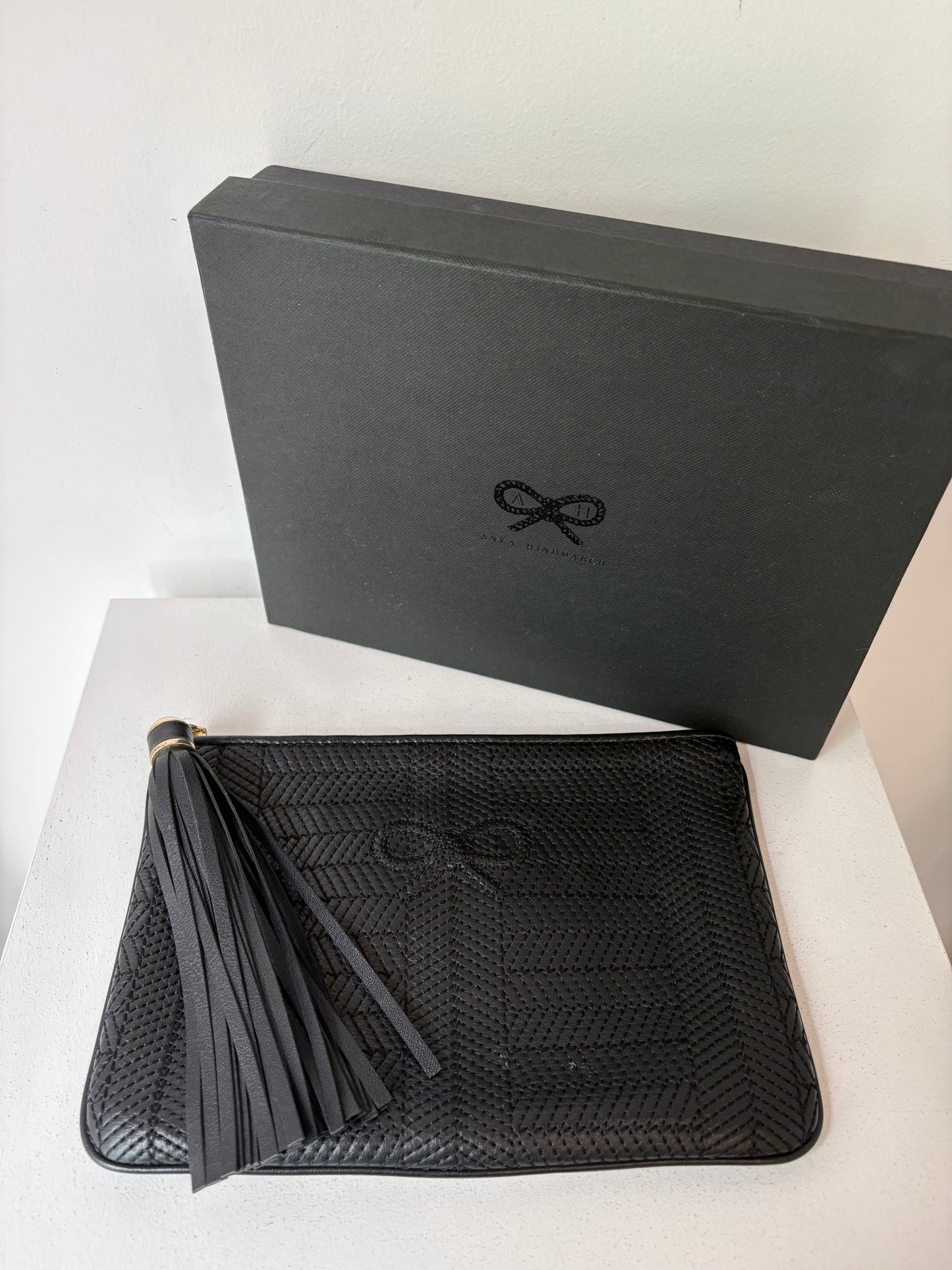 Anya Hindmarch black 'Neeson' woven pouch