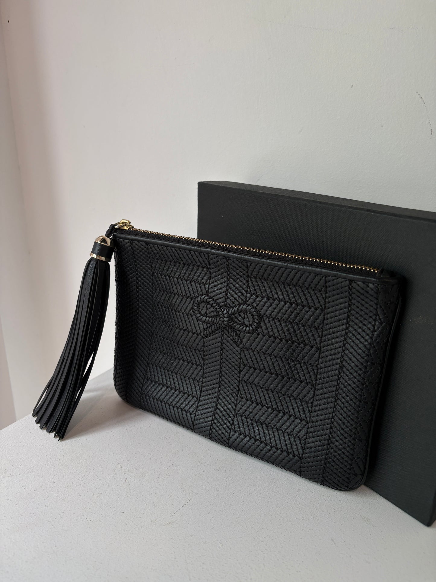 Anya Hindmarch black 'Neeson' woven pouch