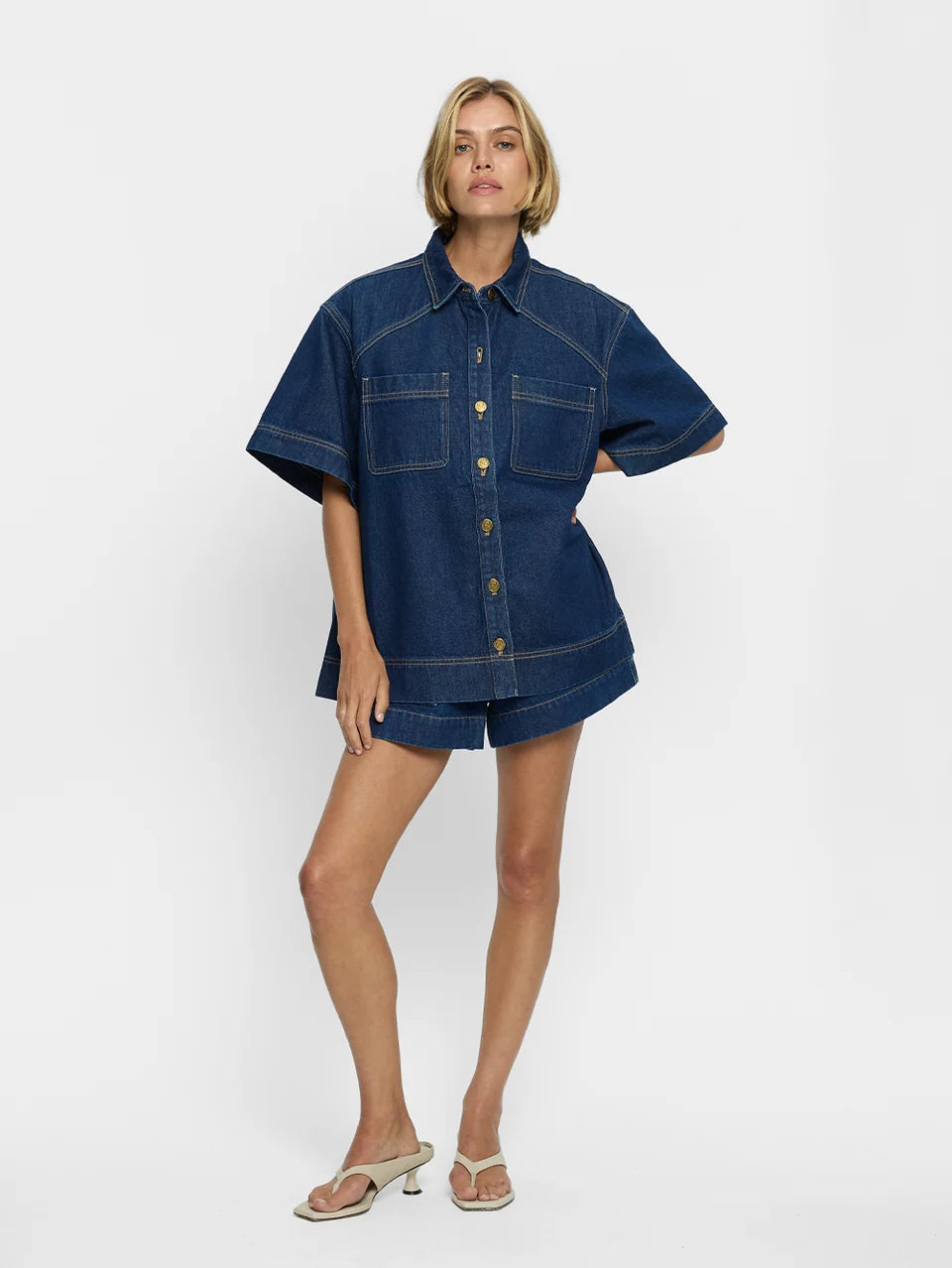Kivari 'Paloma' denim shirt ~ size 10