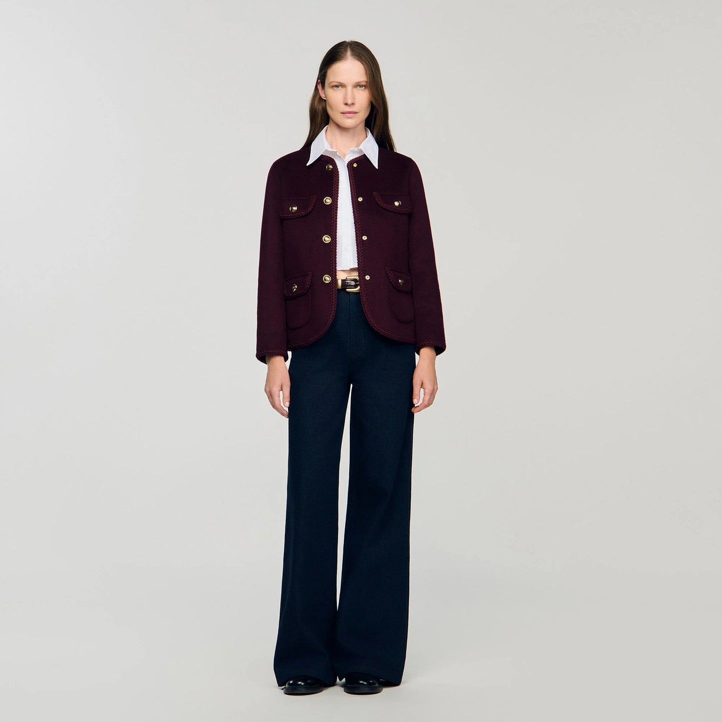 Sandro 'Jilliane' plum jacket ~ size FR36 (au 8)