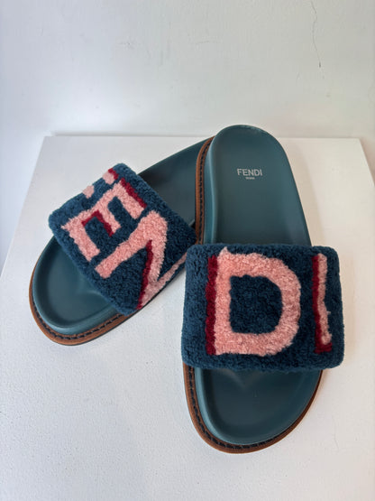 Fendi 'Shearling' Slides ~ size 37