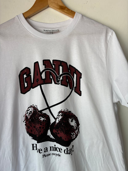 Ganni 'Cherry' Tshirt ~ size Large