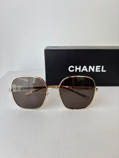 Chanel gold rim sunglasses