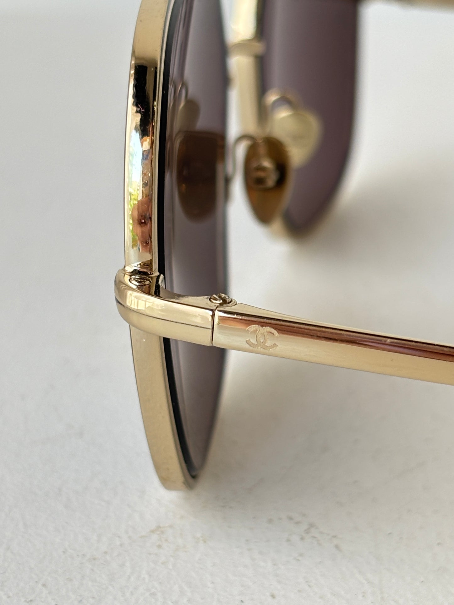 Chanel gold rim sunglasses