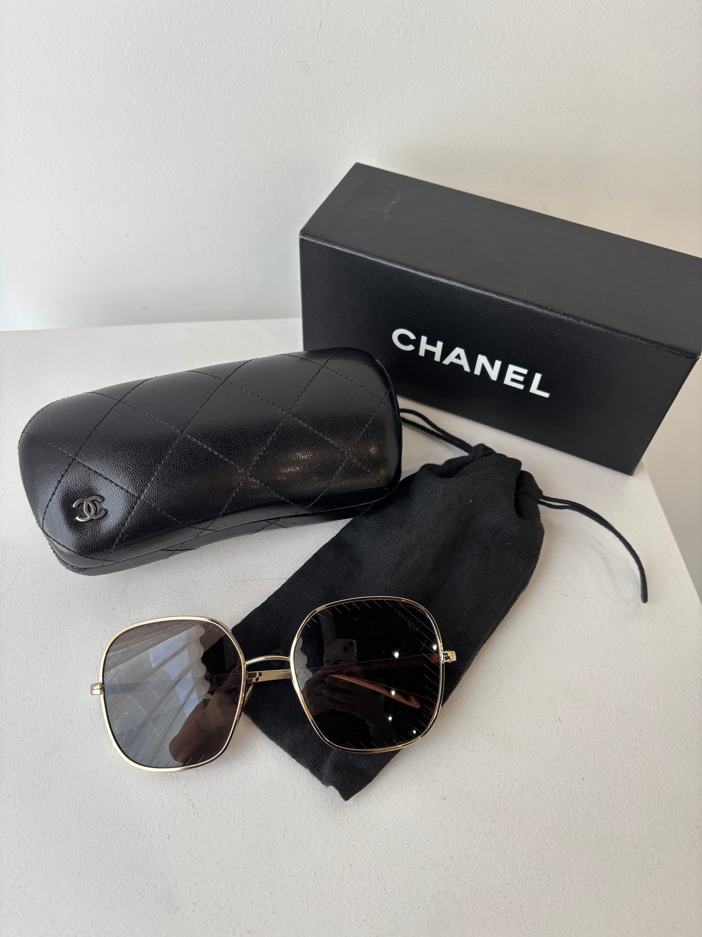 Chanel gold rim sunglasses