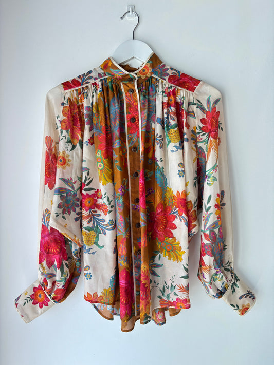 Zimmermann 'Ginger Floral' silk shirt ~ size 0P