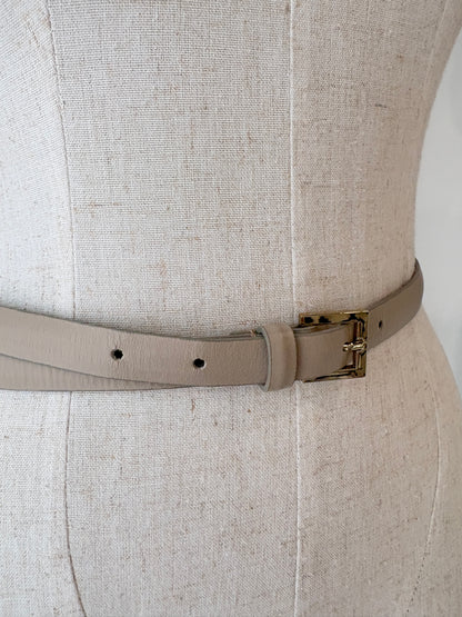 SCANLAN THEODORE SKINNY BEIGE LEATHER BELT - SZ M