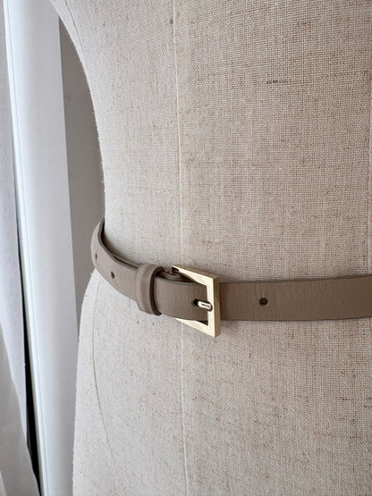 SCANLAN THEODORE SKINNY BEIGE LEATHER BELT - SZ M