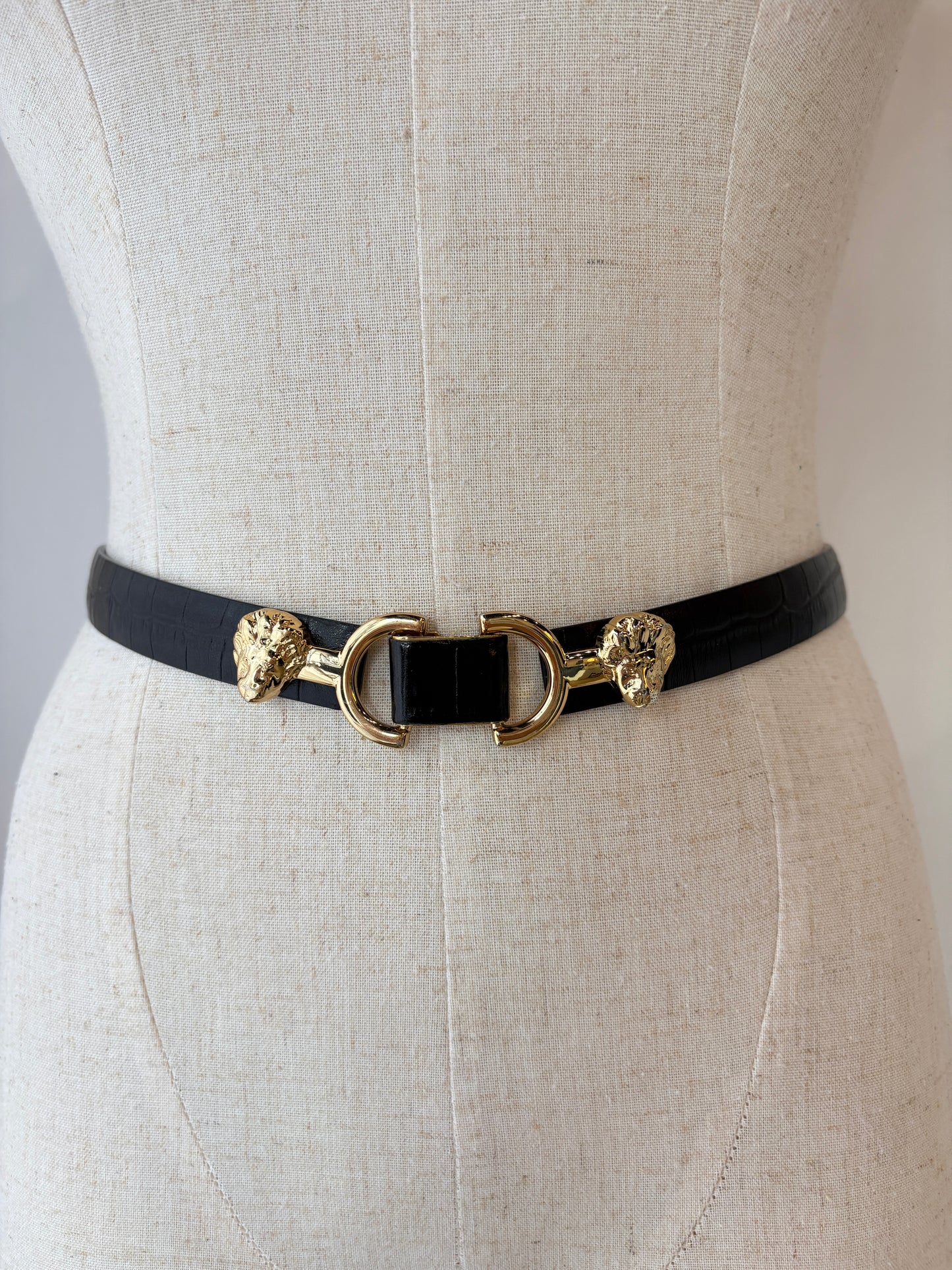 MAJE BLACK EMBOSSED LEATHER BELT - SZ 1