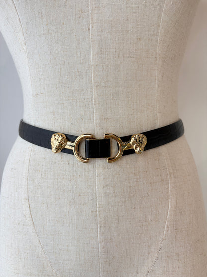 MAJE BLACK EMBOSSED LEATHER BELT - SZ 1