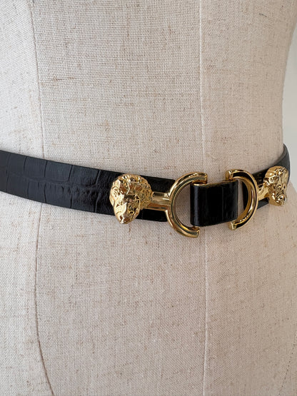MAJE BLACK EMBOSSED LEATHER BELT - SZ 1