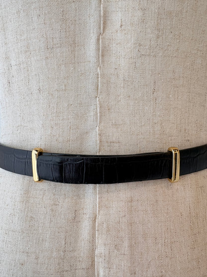 MAJE BLACK EMBOSSED LEATHER BELT - SZ 1