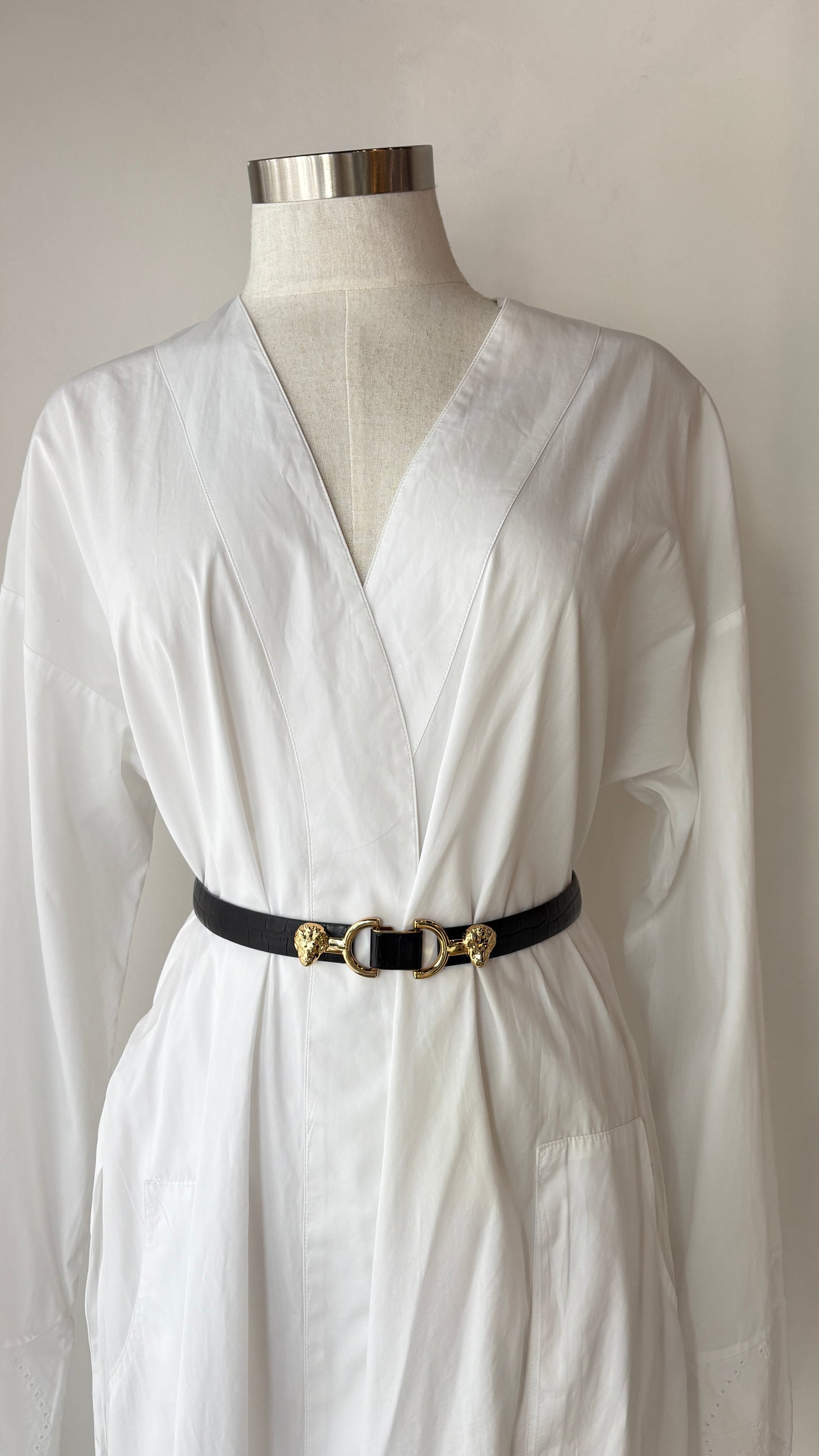 MAJE BLACK EMBOSSED LEATHER BELT - SZ 1