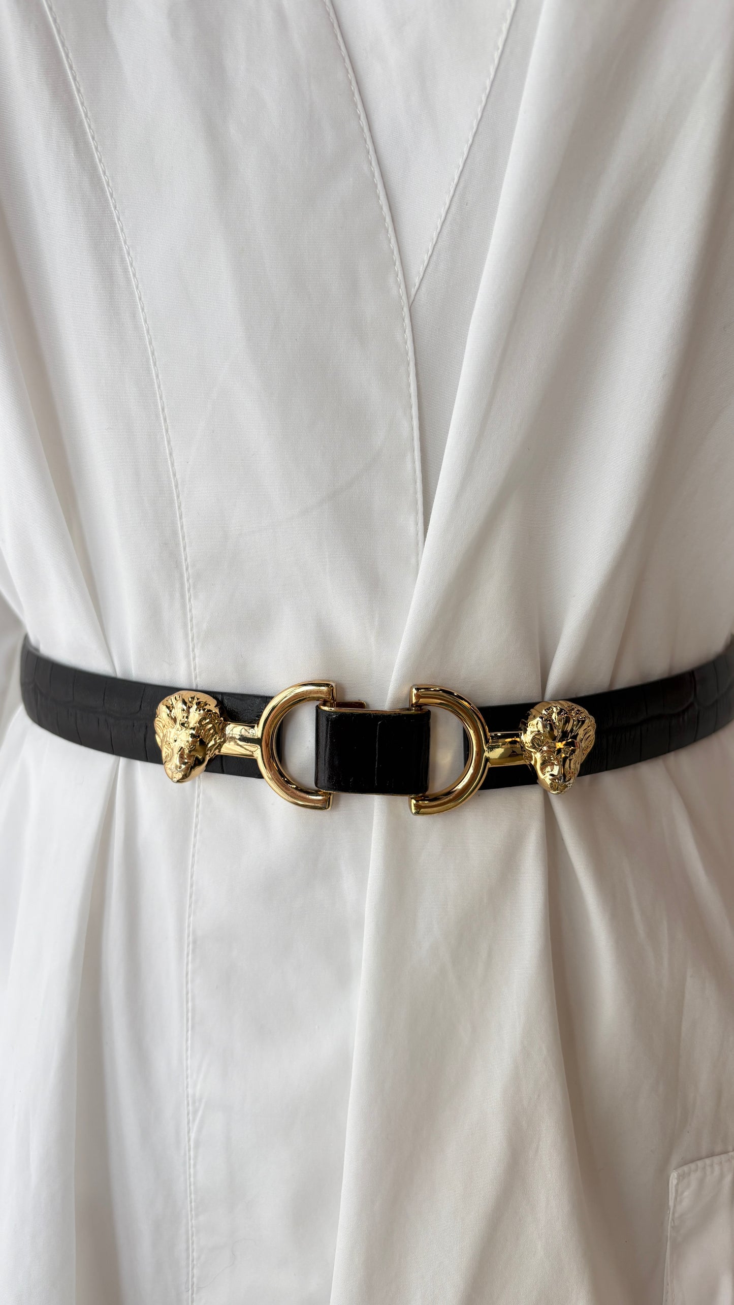 MAJE BLACK EMBOSSED LEATHER BELT - SZ 1