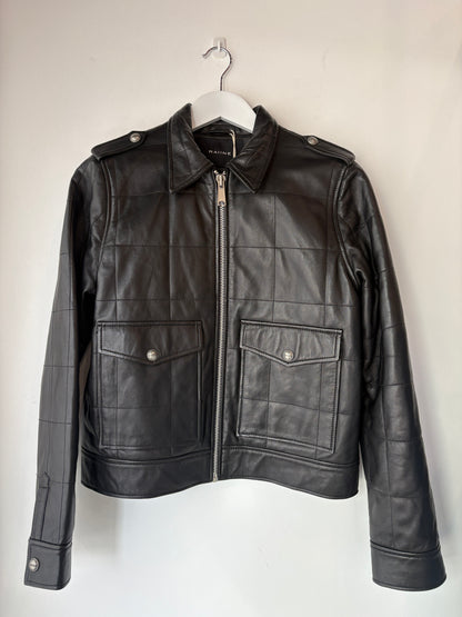Raiine Grid Stitch Leather Jacket ~ size 36 (au 8)