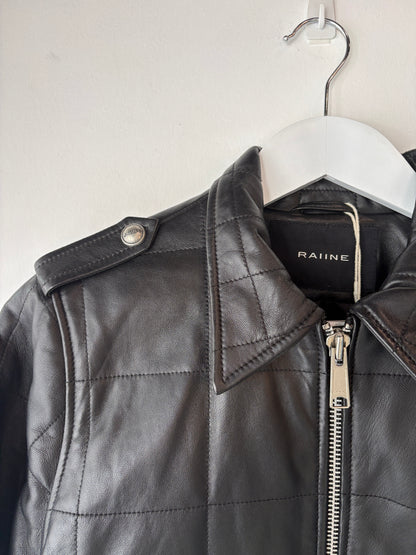 Raiine Grid Stitch Leather Jacket ~ size 36 (au 8)