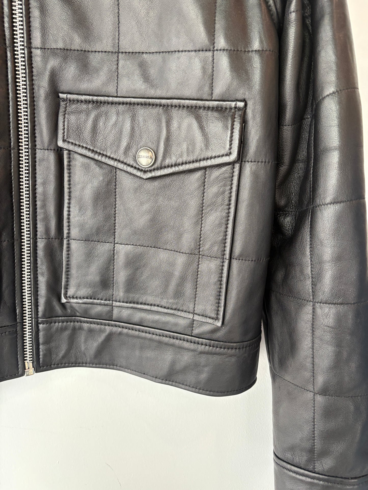 Raiine Grid Stitch Leather Jacket ~ size 36 (au 8)