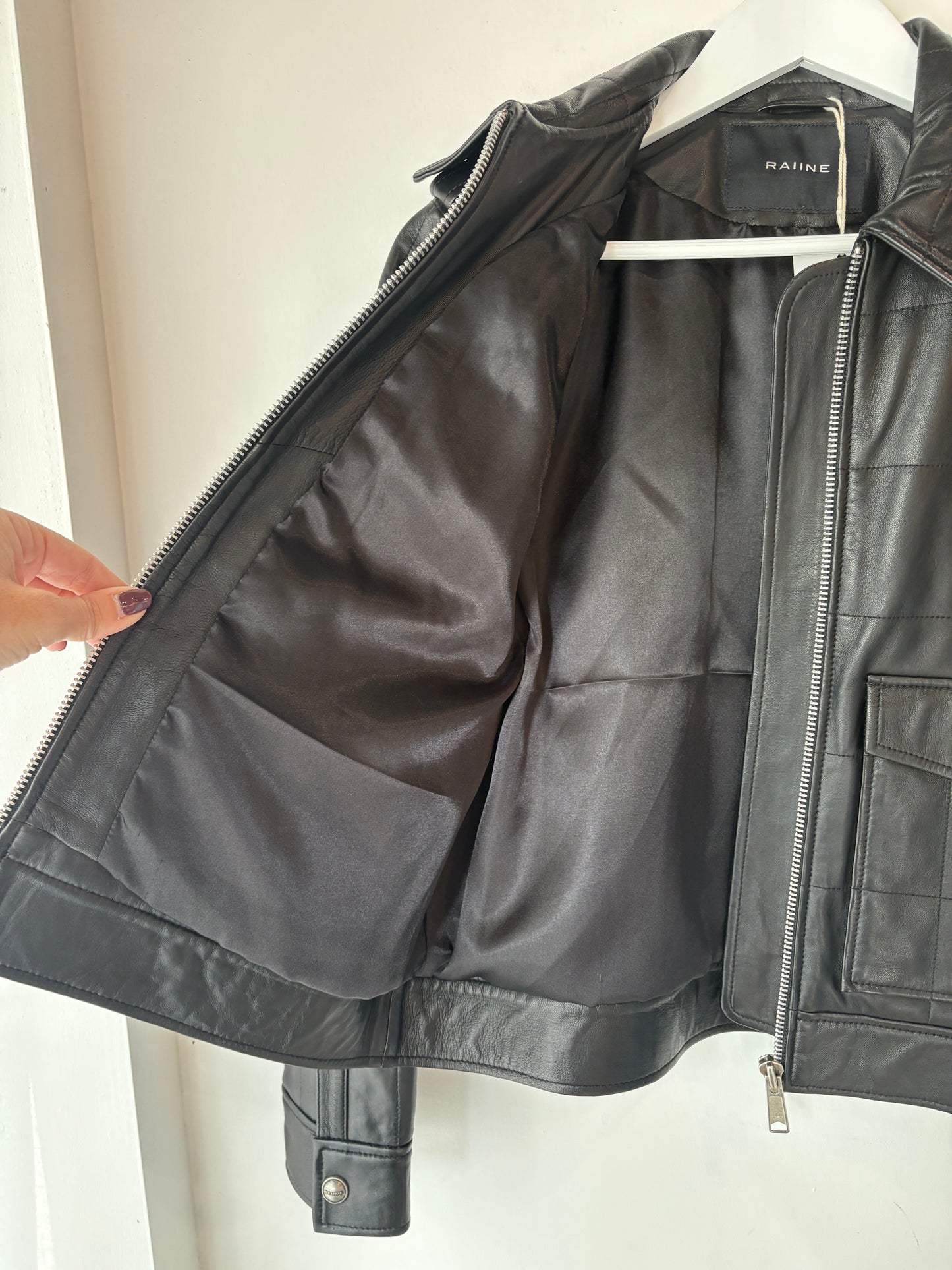 Raiine Grid Stitch Leather Jacket ~ size 36 (au 8)
