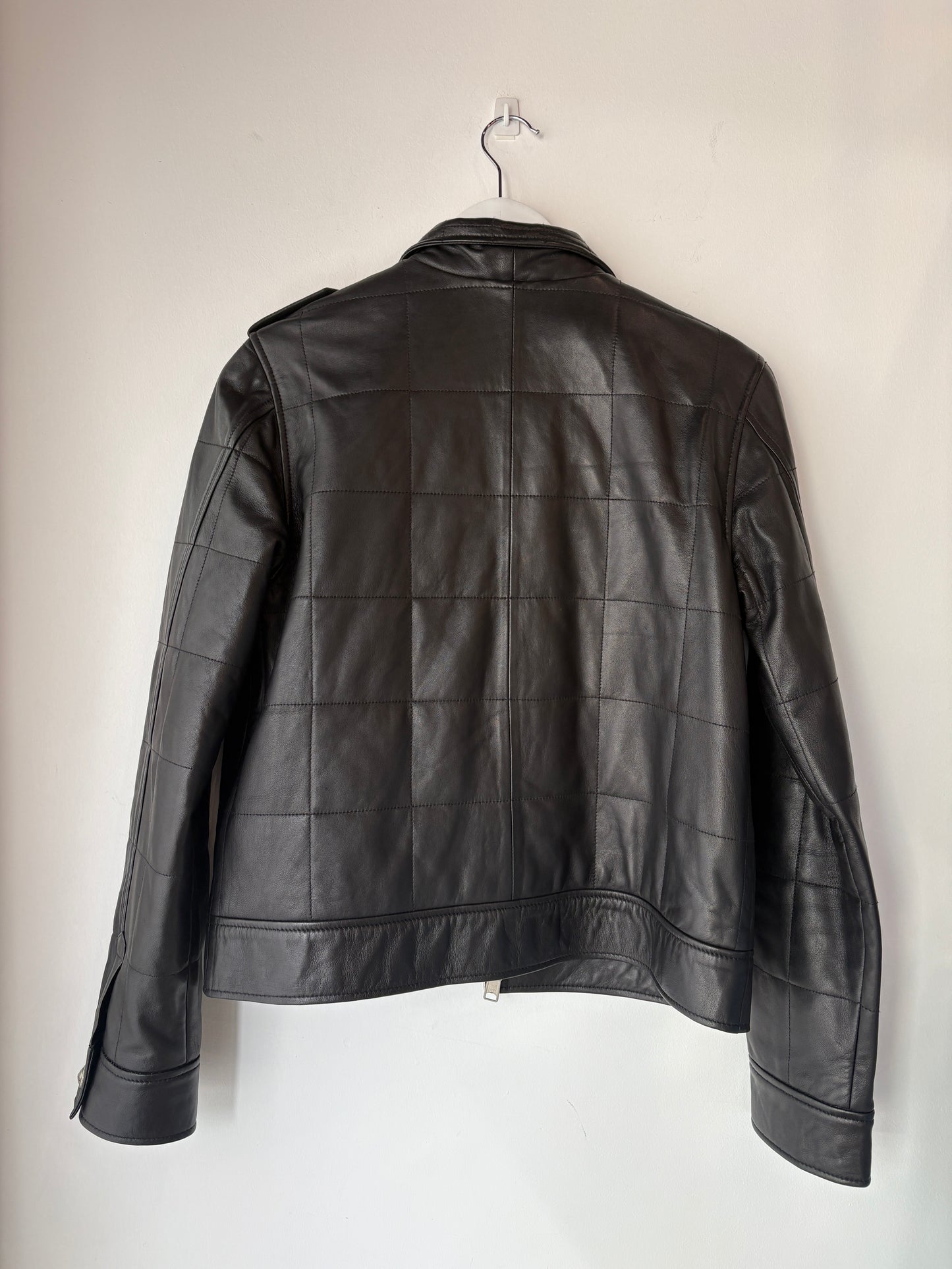 Raiine Grid Stitch Leather Jacket ~ size 36 (au 8)