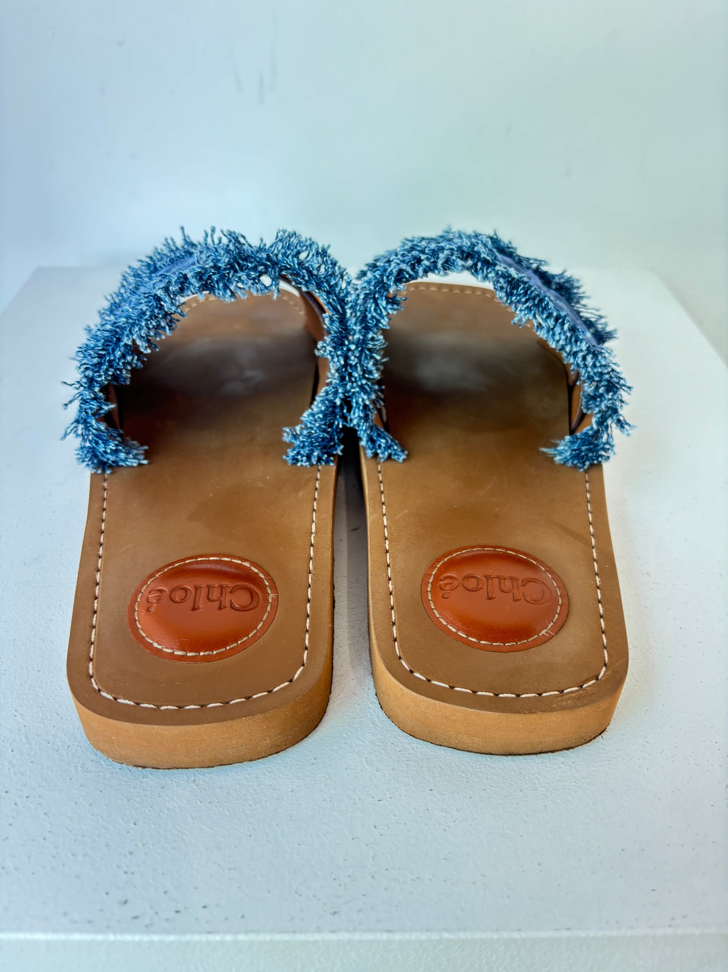 Chloe  'Woody' denim leather slides ~ sz 38